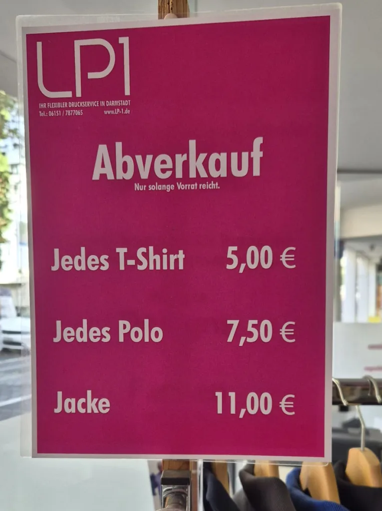 Abverkauf Preisschild